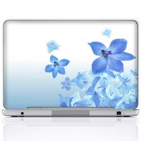 Meffort Inc 15 15.6 Inch Laptop Notebook Skin Sticker Cover Art Decal (Included 2 Wrist pad) - Blue Lovely Flowers