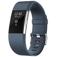 SKYLET for Fitbit Charge 2 Bands, Replacement Bands for Fitbit Charge 2 Bracelet Solid Colors with Secure Watch Clasp (No Tracker) [Large, Slate]