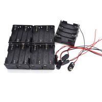 Antrader 5 Set 8 x AA 12V Thicken Battery Holders with I Type Wired Hard Shell 9 V Battery Clip Connector Buckles