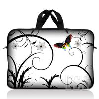 LSS 10 10.2 inch Laptop Sleeve Bag Compatible with Acer, Asus, Dell, HP, Sony, MacBook and more | Carrying Case Pouch w/ Handle , White Butterfly Escape Floral
