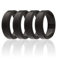 ROQ Silicone Wedding Ring for Men, 4 Pack Silicone Rubber Band Step Edge - Black - Size 11