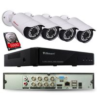 iSmart 8 Channel Lite 1080N 5-in-1 Hybrid DVR Security System (AHD TVI CVI NVR with 4 720p Outdoor Bullet Camera), Night Vision 80ft, Smartphone Remote Viewing with 500GB HDD