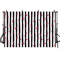 MEHOFOTO Bridal Shower Wedding Photo Studio Background Vertical Black and White Stripe Red Hearts Love Pattern Girl Birthday Party Baby Shower Decoration Banner Backdrops for Photography 7x5ft