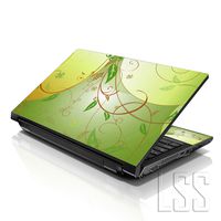 LSS Laptop 17-17.3" Skin Cover with Colorful Green Floral Pattern for HP Dell Lenovo Apple Asus Acer Compaq - Fits 16.5" 17" 17.3" 18.4" 19" (2 Wrist Pads Free)