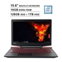 2019 Lenovo Legion Y720 15.6 Inch FHD 1080P Gaming Laptop (Inter Quad-Core i7-7700HQ up to 3.8GHz, 16GB DDR4 RAM, 128GB SSD (Boot) + 1TB HDD, GeForce GTX 1060 6GB, Backlit KB, Windows 10) (Black)