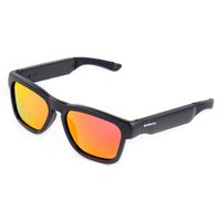 Inventiv Wireless Bluetooth Sunglasses, Open Ear Music & Hands-Free Calling, for Men & Women, Polarized Lenses, Compatible with iPhone/Android (Black/Red Tint)