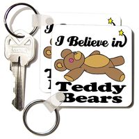 3dRose I Believe In Teddy Bears - Key Chains, 2.25 x 4.5 inches, set of 2 (kc_105609_1)