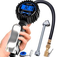 GERCHWAY Digital Tire Pressure Gauge Inflator with Longer Hose - Most Accurate Air Chuck with Gauge for Air Compressor Tire Inflator Attachment - 200PSI