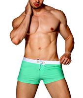 Men's Beach Swimming Trunks Boxer Brief Swimsuit Swim Underwear Boardshorts With Pocket