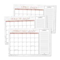 Rose Gold Marble 2020-2021 Large Monthly Desk or Wall Calendar Planner, Big Giant Planning Blotter Pad, 18 Month Academic Desktop, Hanging 2-Year Date Notepad Teacher, Family or Business Office 11x17"