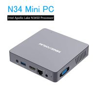 N34 Mini PC Intel Celeron N3450 Processor 4GB RAM, 64GB eMMC, DIY SSD, HD 4K Intel Quad Core CPU up to 2.2GHz, 4W SDP, 1000M LAN, Dual Band WiFi, BT 4.2, HDMI&VGA