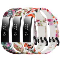 Baaletc Cute Rubber Replacement Accessory Watch Band/Wristband Bracelet Strap with Stainless Steel Buckle for Fitbit Alta, Fitbit Alta HR Fitness Trackers(Rose/White Rose/Bird Flower Design)