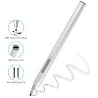 Surface Pen, Ciscle Rechargeable Surface Pro Pen with Max 4096 Levels of Pressure Sensitivity, Right Click and Erase Buttons for Microsoft Surface Pro 7/6/5/4/3 and Surface Go/Laptop/Book/Neo-Silver