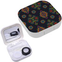 Portable Contact Lens Case Box Travel Kit Mirror + Bottle + Tweezers Container Holder [ Ethnic ]