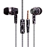 New Fashion Design Nylon Braided Crack Earphone Cloth Rope Earpieces Stereo Bass MP3 Music Headset with Microphone for Cellphone MP3 MP4 (Black)