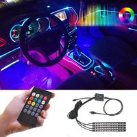 Car Lights Interior,LED Strip Lights for Cars Waterproof 4pcs 48 LED APP Controller Lighting Kits, Multi DIY Color Music Under Dash Car Lighting with Car USB Charger,DC 12V