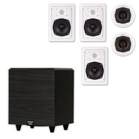 Acoustic Audio 5.1 Speaker System Flush Mount 5 Speaker Set and 6" Powered Sub