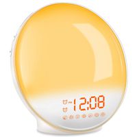 TITIROBA Wake-Up Light, Sunrise Simulation Alarm Clock, Sleep Aid Colored Bedside Light with FM Radio Dual Alarm Adjustable Lightness for Kids and Adults Bedroom