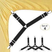 Bed Sheet Fasteners, 4 PCS Adjustable Triangle Elastic Suspenders Gripper Holder Straps Clip for Bed Sheets,Mattress Covers, Sofa Cushion (4 Pack-Short)