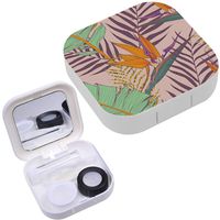 Portable Contact Lens Case Box Travel Kit Mirror + Bottle + Tweezers Container Holder [ Banana Leaves Tropical ]