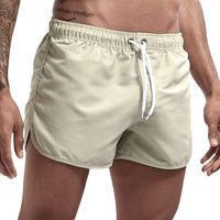 haoricu Men's Beach Shorts Quick Dry Surfing Swim Trunks Elastic Drawstring Shorts Multi-Color Optional Beige
