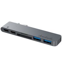 USB C Hub,doedoefluType C Hub with 40Gbs Thunderbolt 3, Pass-Through Charging, Two USB-C Data Transfer Ports, SD/Micro Card Reader,2 USB 3.0 Ports for New 13"&15"MacBook Pro 2016/2017 (Gray)