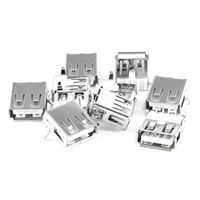 uxcell 10 Pcs USB Female Type A 4-Pin DIP Right Angle Jack Socket Connector