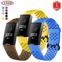 FunBand for Fitbit Charge 3 Strap Bands, Easy Adjust Breathable with Ventilation Holes Soft Silicone Sport Replacement Accessory Bracelet Straps for Fitbit Charge 3 Fitness Activity Wristband