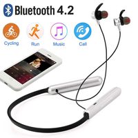 Neck-mounted Bluetooth Headphone 2.4GHZ 16Mw Wireless Bluetooth Sports Headset Stereo Noise Reduction Earphone With Microphone (Silver)