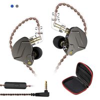 Andiker KZ ZSN-C Pro Quad Driver Earphones DD+BA High Resolution Hybrid Driver Electronic Crossover Headset, Detachable Cable Heavy Bass Earbuds Profeesional Earphones with Storage Box(Mic, Grey)