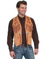 Scully Men's Beaded Boar Suede Leather Vest Tan 44 REG