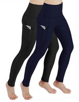 ODODOS Women's High Waist Yoga Pants with Pockets,Tummy Control,Workout Pants Running 4 Way Stretch Yoga Leggings with Pockets,BlackNavy2Pack,X-Small