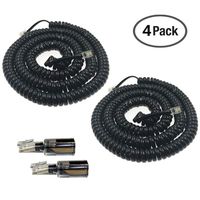 YOLISTIC (Value Pack of 4) 20Ft Telephone Handset Cord & Phone Cord Detangler - Black