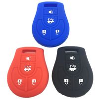 Qty 3 (Black and Red and Blue) Silicone Key Jacket Key Case 4 Buttons Remote Fob Skin Silicone Cover Key Case Holder Bag for NISSAN Maxima Altima Sentra Versa
