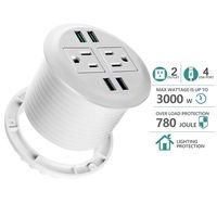 Desktop Power Grommet with USB,Recessed Power Socket with 2 AC Outlets and 4 USB Charging Ports. Desk Grommet Outlet 3 1/8in Hole,for Kitchen Table/Conference Room Outlet(White)
