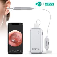 WiFi Otoscope, DEPSTECH 4.3mm Wireless Digital Ear Scope with 6 Adjustable LED Lights and Ear Cleaning Tools, WiFi-USB Ear Inspection Camera Compatible with iOS, Android, Mac & Windows PC