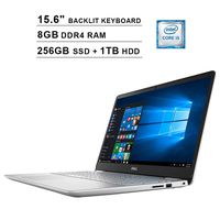 Dell 2019 Inspiron 15 5000 15.6 Inch FHD 1080P Touchscreen Laptop, Intel 4-Core i5-8265U up to 3.9GHz, Intel UHD 620, 8GB DDR4 RAM, 256GB SSD (Boot) + 1TB HDD, Backlit Keyboard, HDMI, Windows 10