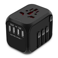 Upgraded Travel Adapter, All-in-one International Power Adapter with 4 USB Ports, European Plug Adapter, Universal Travel Accessories for Over 150 Countries(RECOVERY FUSE)