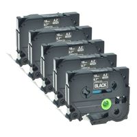 GREENCYCLE 5 PK White on Black Tape TZ-345 TZE-345 TZe 345 Compatible for Brother P-Touch Printers PT-300B PT310