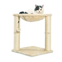 AmazonBasics Cat Condo Tree Tower With Hammock Bed And Scratching Post - 16 x 20 x 16 Inches, Beige