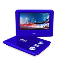 Upgraded 2017 Pyle 7 Inch Portable Travel DVD Player, Car Headrest CD DVD Player, Portable Battery, USB/SD, Headphone Jack, Includes Wireless Remote Control, Car Charger, Travel Bag, Blue (PDV71BL)