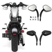 8mm Black Motorcycle Aluminum Side Mirrors for Sportster XL 883 1200 Road King V-Rod Street Glide Electra Glide Dyna Softail 1990-2018