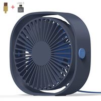 AmuseNd USB Desk Fan, USB Power Fan Ultra-Quiet Third Gear Speed 4inch Mini Fan for Office Desktop (4inch Blue)