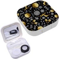Portable Contact Lens Case Box Travel Kit Mirror + Bottle + Tweezers Container Holder [ Design Christmas ]