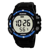 POTO Digital Sports Watch HOT Sale Men Electronic Waterproof LED Military Army Sport Wrist Watch (Blue-2)