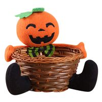 Willsa Doll Fruit Decoration Bowl Halloween Ghost Candy Basket Home Decor Hand-Woven