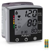 Wrist Blood Pressure Monitor, Puruizt Accurate Automatic Digital Blood Pressure Machine with Portable Carrying Case, Large Display and 2x120 Readings Memory Dual Users Mode for Home Use