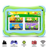 YUNTAB Kids 7 inch Tablet - 2019 Upgrade, Android 8.1 OS, Pre-Installed Kids Games, 1GB RAM 16 GB ROM, Premium Parent Control, GMS Certified, A50 Cortex-A7 Quad Core CPU, Protecting Angles (Q91 Green)