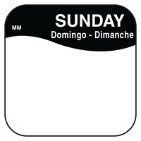 DayMark Day of the Week 3/4" x 3/4" Removable Label, Sunday, Black (2,000 Labels)