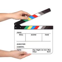 AFAITH Professional Studio Camera Photography Video Acrylic Dry Erase Director Film Clapboard Clapperboard (9.85x11.8 inch) with Color Sticks SA009